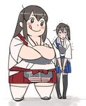  :p akagi_(kantai_collection) blush_stickers commentary_request crossed_arms gaunt kaga_(kantai_collection) kantai_collection long_hair lowres multiple_girls muneate nishieda peko-chan size_difference tongue tongue_out trembling 