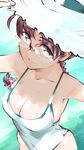 bad_id bad_pixiv_id blush breasts brown_eyes brown_hair cleavage from_above glasses hoshina_tomoko long_hair looking_at_viewer medium_breasts mike156 smile solo to_heart 