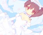  bad_id bad_pixiv_id breasts brown_eyes brown_hair cleavage dress elbow_gloves flower gloves jewelry kaga_(kantai_collection) kantai_collection looking_at_viewer medium_breasts ribbon ring shapeson side_ponytail smile solo veil wedding wedding_band wedding_dress 