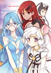  animal_ears bishoujo_senshi_sailor_moon blue_eyes blue_hair bracelet breasts cat_ears choker cleavage earrings jewelry long_hair medium_breasts mouse_ears multiple_girls nardack necklace red_eyes red_hair sailor_aluminum_seiren sailor_collar sailor_iron_mouse sailor_lead_crow sailor_tin_nyanko twintails white_hair white_sailor_collar 