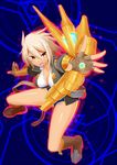  blazblue breasts bullet_(blazblue) cleavage hot_pants large_breast large_breasts scar short_hair short_shorts shorts tan tan_skin white_hair yellow_eyes 