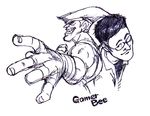  adon_(street_fighter) character_name foreshortening gamerbee glasses grin kduhcs monochrome multiple_boys real_life smile street_fighter traditional_media 