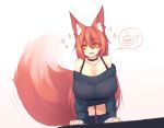  :d animal_humanoid big_breasts big_tail blush bra_straps breasts burger canid canid_humanoid canine canine_humanoid choker cleavage clothed clothing dipstick_tail female food fox_humanoid hair huge_breasts humanoid imagining inner_ear_fluff legwear long_hair mammal multicolored_tail open_mouth orange_hair solo sub-res sweater thigh_highs yellow_eyes 