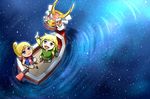  blonde_hair blue_eyes link looking_up neckerchief ocean pointing pointing_up pointy_ears reflection sky smile star_(sky) stargazing starry_sky tetra the_king_of_red_lions the_legend_of_zelda the_legend_of_zelda:_the_wind_waker wasabi_(legemd) 