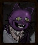 2025 animate_inanimate anthro broken_window building chest_tuft clothing colored creepy derp_eyes detailed_background domestic_cat fear_&amp;_hunger_2:_termina fear_and_hunger felid feline felis game_background hi_res jacket living_clothing living_costume living_fursuit looking_at_viewer male mammal meme pink_nose pocketcat_(fear_&amp;_hunger) portrait pupils purple_body purple_clothing purple_jacket purple_topwear rockyorck shaded sharp_teeth slit_pupils solo teeth topwear triangle_nose triangular_ears tuft whiskers white_tuft window yellow_eyes