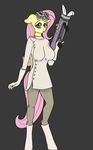  anthro anthrofied blue_eyes cannon equine eyelashes eyewear female fluttershy_(mlp) friendship_is_magic goggles hair horse lagomorph lovingwolf mammal my_little_pony original_character outfit pegasus pink_hair rabbit ranged_weapon rocket_launcher weapon wings 