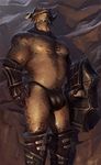  argonian armor bulge darkgem horn male muscles scalie shield solo spikes the_elder_scrolls unconvincing_armor underwear video_games 