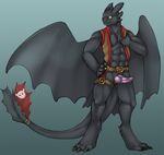  abs anthro anthrofied dragon dreamworks green_eyes how_to_train_your_dragon male muscles night_fury nude pecs penis prosthesis solo standing suit tojo_the_thief toothless wings 