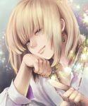  blonde_hair cocoa-6m earrings howl_(howl_no_ugoku_shiro) howl_no_ugoku_shiro jewelry male_focus smile solo studio_ghibli yellow_eyes 