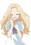  anime_coloring blonde_hair blush dress happy long_hair marnie massala omoide_no_marnie open_mouth ribbon short_sleeves smile solo white_background white_dress 