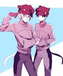  animal_hat bad_id bad_pixiv_id cat_hat cat_tail cosplay hand_in_pocket hat ikari_shinji jacket male_focus multiple_boys nagisa_kaworu neon_genesis_evangelion plugsuit rebuild_of_evangelion ro-a shikinami_asuka_langley shikinami_asuka_langley_(cosplay) souryuu_asuka_langley souryuu_asuka_langley_(cosplay) tail track_jacket 