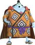  1boy 3d blue_skin full_body geta jimbei male male_focus monster_boy official_art one_piece one_piece:_pirate_warriors sandals shichibukai simple_background solo standing tattoo transparent_background 