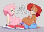  2014 amy_rose anthro ball_gag breasts butt chipmunk cloudz dildo double_dildo female gag hedgehog lesbian male mammal penetration pussy rodent sally_acorn sega sex sex_toy side_boob sonic_(series) sonic_the_hedgehog vaginal vaginal_penetration 