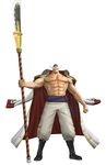  1boy 3d edward_newgate facial_hair full_body jacket_on_shoulders male male_focus mustache one_piece one_piece:_pirate_warriors pirate polearm simple_background solo standing weapon whitebeard 