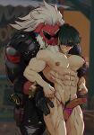 abs absurd_res age_difference anthro beard big_daddy_(zenless_zone_zero) big_dom_small_sub big_muscles big_nipples big_pecs big_penis blush dominant dominant_anthro dominant_male duo erect_nipples erection eyewear facial_hair fur genitals green_hair hair hi_res holding_partner horn hug human idoraado larger_anthro larger_male lighter_(zenless_zone_zero) male male/male mammal mature_male mihoyo mostly_nude muscular muscular_anthro muscular_male nipples older_anthro older_anthro_younger_human older_dom_younger_sub older_male older_on_young pec_grab pec_play pecs penis red_body red_fur size_difference smaller_human smaller_male snort submissive submissive_human submissive_male suid suine sunglasses sus_(pig) tusks white_hair wild_boar younger_human younger_male zenless_zone_zero