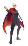  amakusa_shirou_(fate) bad_id bad_pixiv_id book brown_eyes cape cross cross_necklace dark_skin dark_skinned_male fate/apocrypha fate_(series) full_body heru_(goldprin) highres jewelry male_focus necklace solo stole transparent_background white_hair 