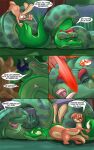  2015 anaconda blade blood blood_splatter boa_(snake) bodily_fluids boinae buckteeth coiling comic dialogue english_text female feral forest fur green_body group hair herpestid jajuka jasper_(tacokurt) jungle jungle_background lagomorph leporid limbless long_ears long_tail male male/female male/male mammal mongoose monochrome open_mouth plant rabbit reptile roma_(tacokurt) scalie serpentine simple_background size_difference snake sol_(tacokurt) speech_bubble tacokurt tail teeth text tongue tree weapon wounded 
