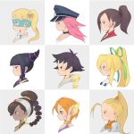  6+girls alien_(series) alien_vs._predator alternate_hair_color android animal_ears antenna_hair black_choker black_hair blonde_hair blue_eyes blush body_armor braid braided_ponytail breath_of_fire breath_of_fire_ii brown_eyes brown_hair capcom choker claire_redfield company_connection crossover cyborg dark-skinned_female dark_skin domino_mask dougi earrings final_fight gem green_eyes green_ribbon hair_horns hair_ribbon han_juri hat high_ponytail highres hime_cut jacket jewelry karate_gi linn_kurosawa long_hair makoto_(street_fighter) mask mega_man_(classic) mega_man_(series) multicolored_eyes multiple_crossover multiple_girls orange_eyes orange_hair peaked_cap pink_hair poison_(final_fight) ponytail portrait power_stone predator_(series) profile purple_eyes rainbow_mika red_jacket resident_evil resident_evil_2 ribbon ribbon_choker rinpoo_chuan robot_girl roll_(mega_man) rouge_(power_stone) scar scar_on_face short_hair shoulder_pads smile street_fighter street_fighter_iii_(series) street_fighter_iv_(series) street_fighter_zero_(series) twintails wrestling_mask yellow_choker yui35 