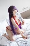  1girl asian bed bishoujo_senshi_sailor_moon breasts choker cleavage cosplay female japanese ofuda photo purple_hair sailor_mars sailor_moon solo 