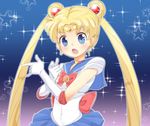  aiba_kou back_bow bishoujo_senshi_sailor_moon blonde_hair blue_eyes blue_sailor_collar blue_skirt bow choker double_bun earrings elbow_gloves gloves hair_ornament jewelry long_hair looking_at_viewer magical_girl red_bow red_choker sailor_collar sailor_moon sailor_senshi_uniform skirt solo tiara tsuki_ni_kawatte_oshioki_yo tsukino_usagi twintails white_gloves 