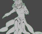  aura bad_id bad_pixiv_id breasts curly_hair dress esuo_(sokamen) lowres monochrome one-punch_man pointing pointing_at_viewer short_hair small_breasts solo tatsumaki 