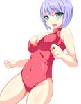  bad_id bad_pixiv_id green_eyes highres karaage_teishoku_(regret1994) leotard original purple_hair red_leotard short_hair solo turtleneck 