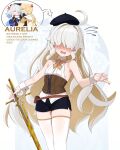  1boy 2girls aether_(genshin_impact) ahoge anger_vein arrow_(symbol) bare_shoulders beret black_gloves black_hat black_shorts blank_eyes blonde_hair blue_hair blush breasts cheek_pull collarbone colored_inner_hair commentary english_commentary english_text full-face_blush furina_(genshin_impact) genshin_impact gloves hair_over_eyes hat highres holding holding_sword holding_weapon long_hair mockingeu multicolored_hair multiple_girls original peanut_mouth pouch short_shorts shorts sideboob small_breasts solo_focus streaked_hair sword thighhighs very_long_hair weapon white_hair white_thighhighs white_wrist_cuffs wrist_cuffs 