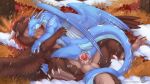 animal_genitalia anus autumn balls black_horn blue_body blue_fur brown_body brown_fur butt claws dragon duo erection feathered_wings feathers female feral fur furred_dragon furred_scalie genitals grass hi_res horn knot kuribon male male/female mane mythological_creature mythological_scalie mythology penetration penis pink_anus pink_body pink_fur pink_mane plant red_knot red_penis scalie sheath vaginal vaginal_penetration white_claws white_horn wings zephy_(nightfire_zephyr)