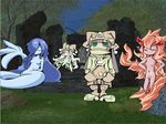  4girls female gnome_(mon-musu_quest!) gnome_(mon-musu_quest!)_(cosplay) gnome_cosplay hat mon-musu_quest! monster_girl multiple_girls salamander_(mon-musu_quest!) sylph_(mon-musu_quest!) undine_(mon-musu_quest!) 