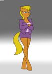  anthro anthrofied blonde_hair blue_eyes cleavage clothed clothing crossed_arms earth_pony equine female friendship_is_magic glare hair horse mammal miniskirt ms_harshwhinny_(mlp) my_little_pony mysteryfanboy718 pony solo standing 