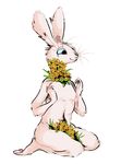  kneeling lagomorph male mammal nude plain_background rabbit runrabbitjunk smile solo 