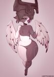 absurd_res amelia_abernachy anthro avian bird black_sclera breasts cosplay feathered_wings feathers featureless_breasts female genitals hi_res horned_owl hotkeke1 midna navel nintendo owl pussy snowy_owl solo the_legend_of_zelda thick_thighs true_owl twilight_princess wide_hips wings yellow_eyes