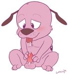 canine courage courage_the_cowardly_dog dog fur lunicent male mammal masturbation penis pink_fur plain_background solo 