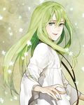  enkidu_(fate/strange_fake) fate/strange_fake fate_(series) green_eyes green_hair long_hair male_focus otoko_no_ko sindri solo 