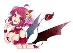  :p ahoge bad_id bad_pixiv_id breasts bustier cleavage demon_girl demon_tail demon_wings detached_sleeves fang horns looking_at_viewer medium_breasts nagao_(cat610) original red_eyes red_hair shiny shiny_skin short_hair simple_background skindentation smile solo tail tongue tongue_out white_background wings 
