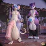 1:1 3d_(artwork) animal_genitalia animal_penis anthro balls bdsm big_balls big_penis blender_cycles blue_glans canid canine collar digital_media_(artwork) duo ear_piercing ear_ring equine_genitalia equine_penis fluxcore foreskin fox genital_piercing genitals gesture glans hand_gesture huge_balls huge_penis hyper hyper_balls hyper_genitalia hyper_penis ivy_(plant) leash looking_at_viewer looking_down low-angle_view male male/male mammal markings mouse multicolored_markings murid murine navel nervous nude outside penis penis_piercing petplay piercing pillar plant pointing prince_albert_piercing rainbow_markings ring_piercing rodent roleplay size_difference small_dom_big_sub smile submissive tail tail_between_legs teak_(fluxcore) thick_thighs walking wide_hips