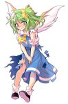 alphes_(style) ascot blue_dress blush dairi daiyousei dress full_body green_eyes green_hair looking_at_viewer parody short_hair side_ponytail solo style_parody tears torn_clothes touhou transparent_background wings 