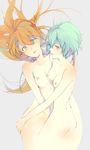  ass ayanami_rei blue_eyes blue_hair breasts gumi_(kumi) hug long_hair multiple_girls neon_genesis_evangelion nipples nude orange_hair red_eyes short_hair small_breasts souryuu_asuka_langley yuri 