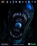 2025 4:5 advertisement alien alien_(franchise) black_background black_body blurred_background bodily_fluids colored earth english_text eyeless hi_res hulu imminent_vore inner_mouth macro mouth_shot movie_poster object_vore open_mouth oral_vore planet planet_dwarfing planet_in_mouth planet_vore promotional_material saliva saliva_string simple_background solo space teeth terra_macro text unknown_artist vore xenomorph
