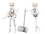  alternate_costume animal_ears belt bishoujo_senshi_sailor_moon bishoujo_senshi_sailor_moon_sailor_stars boots bracelet bracelets breasts cape cleavage gloves grey_eyes hammer hand_on_hip jewelry leaning mouse_ears mouse_tail pants sailor_iron_mouse smile sword tail twintails weapon white_hair 