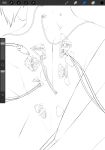  1girl aizheajsee back back_focus cable close-up cyberpunk cyborg ghost_in_the_shell highres kusanagi_motoko procreate_(medium) solo subdermal_port user_interface 