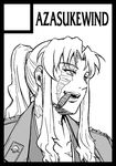  azasuke balalaika_(black_lagoon) black_border black_lagoon border cigar circle_cut greyscale lips long_hair military military_uniform monochrome ponytail scar sidelocks smoking solo uniform 