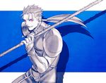  fate/stay_night fate_(series) gae_bolg glowing glowing_eyes lancer long_hair male_focus polearm ponytail red_eyes solo spear spot_color taa_(acid) weapon 