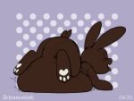 2025 4:3 achromasloth after_vore ambiguous_gender animate_inanimate anthro belly belly_inflation big_belly bloated candy chocolate dessert digital_drawing_(artwork) digital_media_(artwork) digitigrade eyes_closed featureless_crotch food food_creature huge_belly inflation lagomorph leporid living_candy living_chocolate lying mammal null on_front pawpads rabbit scut_tail short_tail simple_background solo solo_focus stuffing tail vore