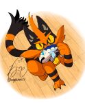  animal_hands black_fur cat character_doll claws closed_mouth colored_sclera fangs fangs_out full_body highres looking_at_viewer negoto_o0zz no_humans pokemon pokemon_(creature) red_eyes red_fur simple_background sitting solo torracat white_background wishiwashi wishiwashi_(solo) yellow_sclera 