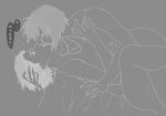 2girls aizheajsee completely_nude ghost_in_the_shell ghost_in_the_shell:_stand_alone_complex grey_background greyscale highres kiss kusanagi_motoko monochrome multiple_girls multiple_persona nude outline subdermal_port white_outline 