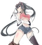  adjusting_clothes adjusting_gloves alternate_costume black_hair breasts closed_mouth denim denim_shorts downscaled edogawa_nao from_below glove_pull gloves kantai_collection large_breasts long_hair looking_afar md5_mismatch ponytail purple_eyes red_eyes resized shorts sidelocks simple_background single_thighhigh sketch solo sunglasses thighhighs underboob very_long_hair white_background white_gloves yahagi_(kantai_collection) 