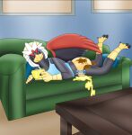 4_toes 5_fingers abdl accident adult_baby ageplay animal_humanoid anthro art_ninja_(katie&#039;s_art) avian avian_humanoid beak bib black_finger_claws black_talons blue_bib blue_cere blue_diaper_fastener blue_fastener blue_pillow blue_wall bodily_fluids braviary butt cere_(anatomy) claw_fingers cloth_diaper clothed clothing console detailed_background diaper diaper_blowout diaper_fastener diaper_fetish digital_drawing_(artwork) digital_media_(artwork) eyes_closed fan_character fastener feather_hair feathered_crest feathered_wings feathers feces feces_on_body feces_on_butt feet fingers floor furniture generation_5_pokemon genital_fluids green_sofa grey_arms grey_body grey_face grey_feathers grey_legs grey_wings hallux handheld_console head_crest hi_res humanoid humanoid_hands infantilism leaking_diaper male nado_soarian napping nintendo nintendo_3ds nintendo_ds nintendo_ds_family pillow pokemon pokemon_(species) pseudo_hair red_body red_feathered_crest red_feathers red_wings roleplay scuted_arms scuted_feet scuted_hands scuted_legs scutes side_view sleeping_on_couch sleeping_on_stomach sofa soiled_diaper solo table talons tan_cloth_diaper tan_feather_hair three-quarter_view toes unclean_diaper urine urine_drip urine_on_sofa urine_pool used_diaper video_game_console wall_(structure) wearing_diaper wet_diaper white_feathered_crest window wings wood wood_floor wood_furniture wood_table yellow_arms yellow_beak yellow_feet yellow_hands yellow_legs