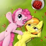 captainpudgemuffin cherry duo equine female feral friendship_is_magic grass horse mammal my_little_pony pegasus pinkie_pie_(mlp) pony spitfire_(mlp) wings wonderbolts_(mlp) 