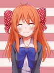  ^_^ blush bow closed_eyes gekkan_shoujo_nozaki-kun hachikuji hair_ribbon long_hair orange_hair polka_dot polka_dot_bow ribbon rouman_academy_uniform sakura_chiyo school_uniform smile solo 